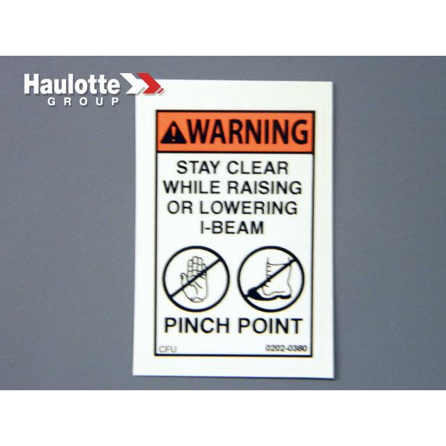 Haulotte Part # 0202-0380 - Decal-stay Clear-raising/lowr