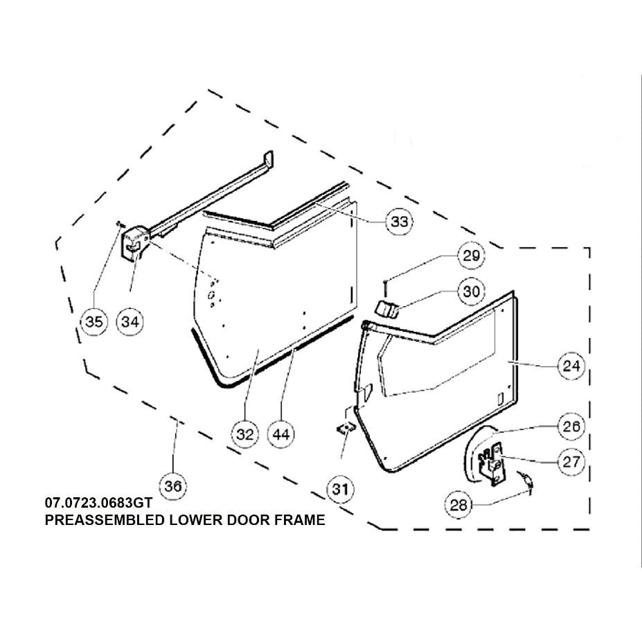 Genie Part # 07.0723.0683. 07.0723.0683GT - PREASSEMBLED LOWER DOOR FRAME