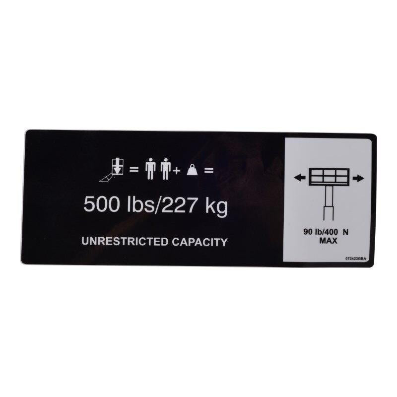 JLG Part # 072423GB - DECAL. CAPACITY