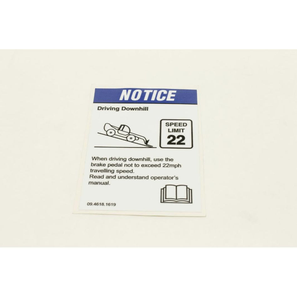 Genie Part # 09.4618.1619. 09.4618.1619GT - DECAL.DRIVING DOWNHILL