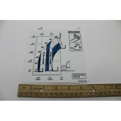 Genie Part # 09.4618.1738. 09.4618.1738GT - LOAD CHART STD. CARRIAGE. GTH-5519