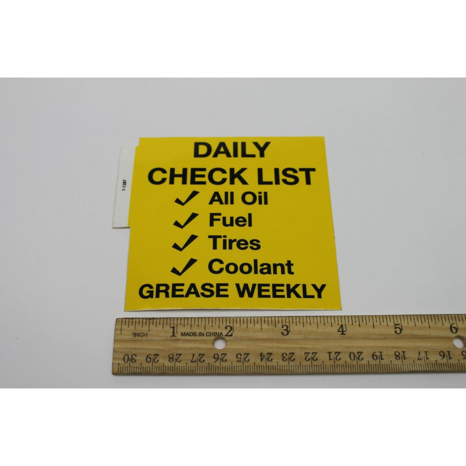 Genie Part # 1-1287. 1-1287GT - DECAL. DAILY CHECK LIST