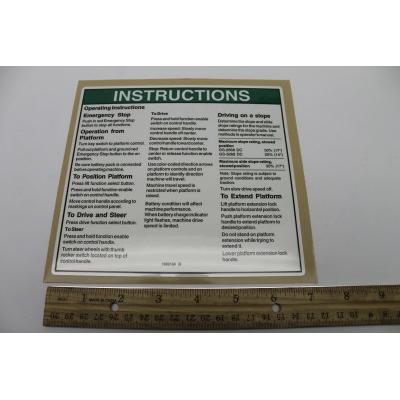 Genie Part # 1000134. 1000134GT - DECAL.NOTICE.PLAT OP INS.68DC*