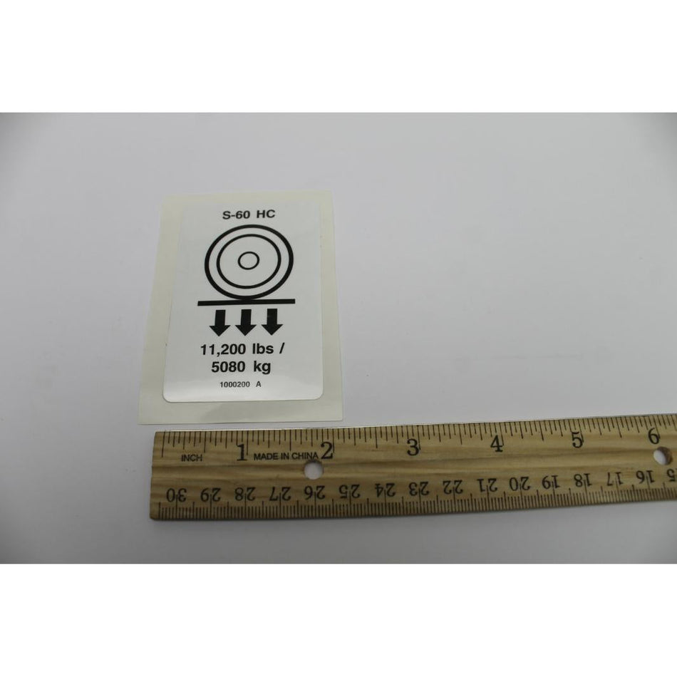 Genie Part # 1000200. 1000200GT - DECAL.LABEL.WHEEL LOAD S60HC