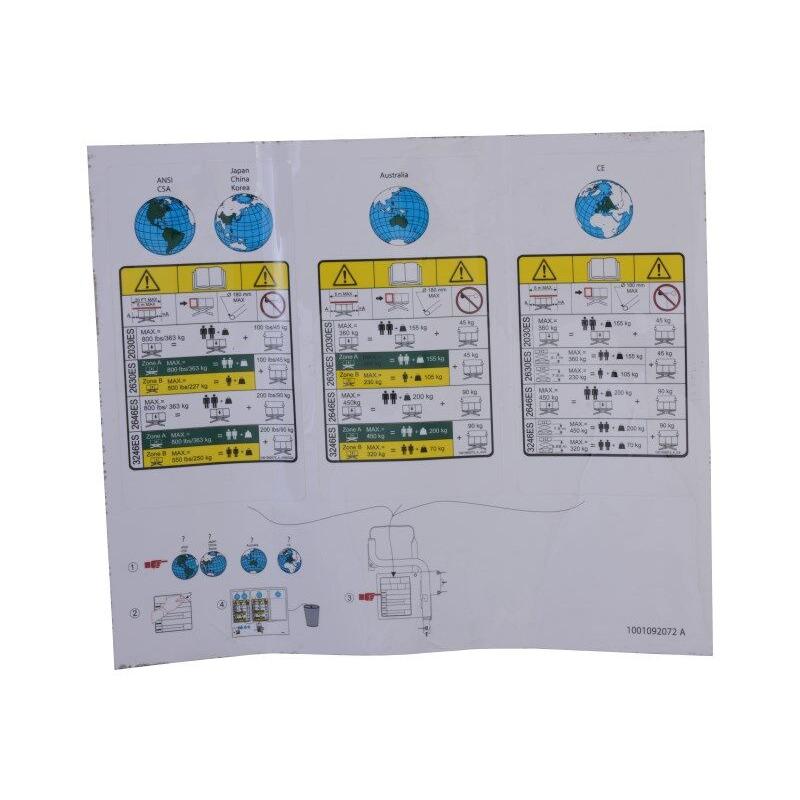 JLG Part # 1001092072 - DECAL. PIPE RACK CAPACITY KIT
