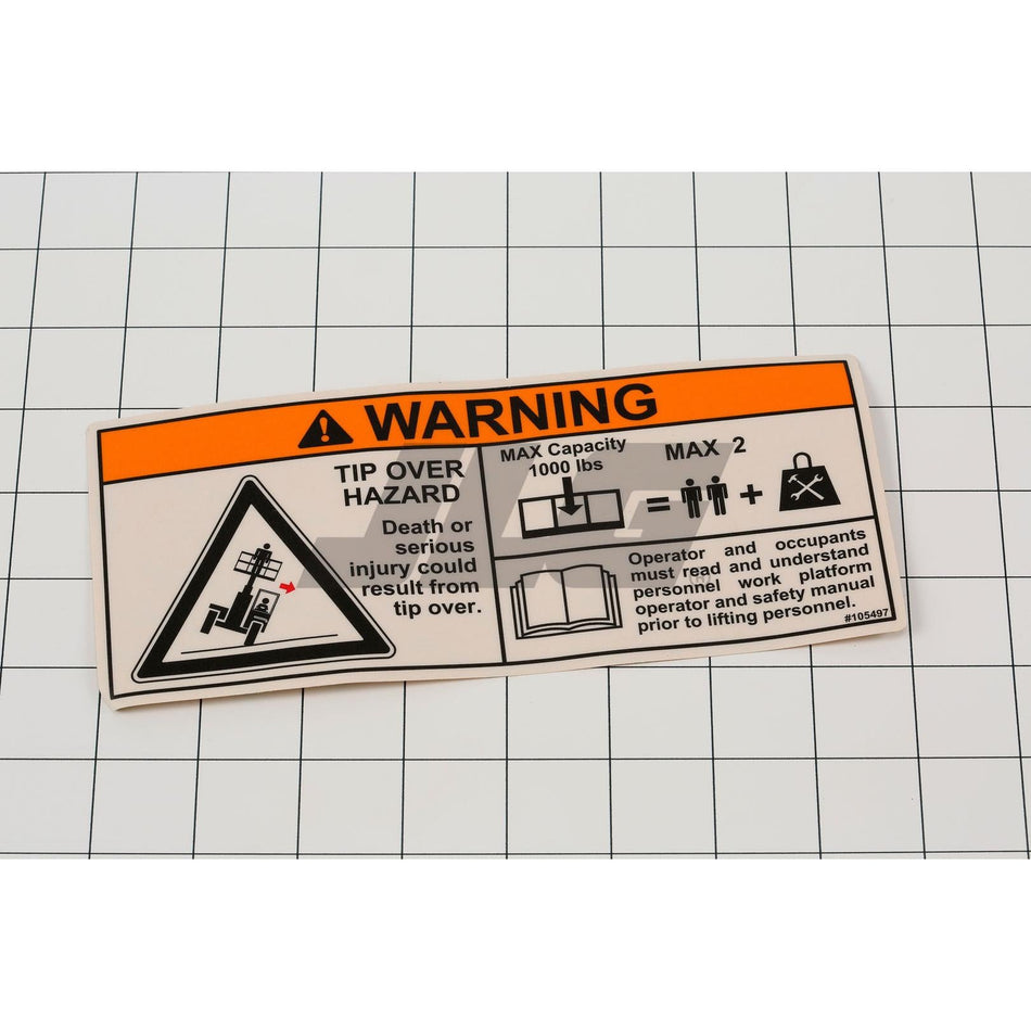 JLG Part # 1001092482 - DECAL. PLATFORM CAPACITY