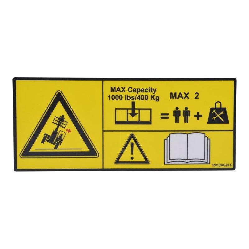 JLG Part # 1001096023 - DECAL. PLATF. CAP