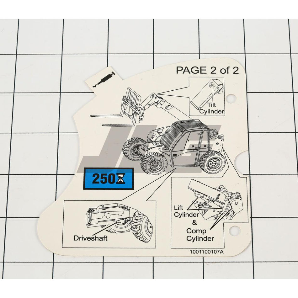 JLG Part # 1001100107 - DECAL. LUBE CHART
