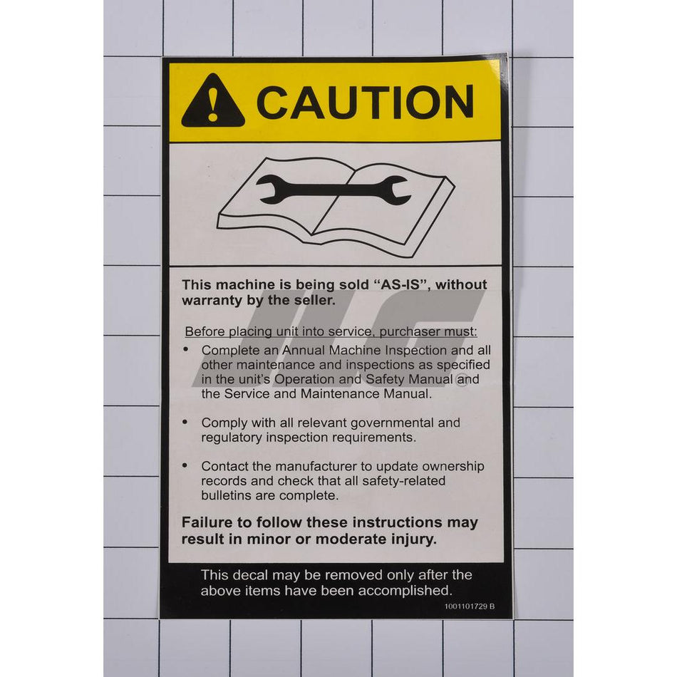 JLG Part # 1001101729 - DECAL. CAUTION ANSI