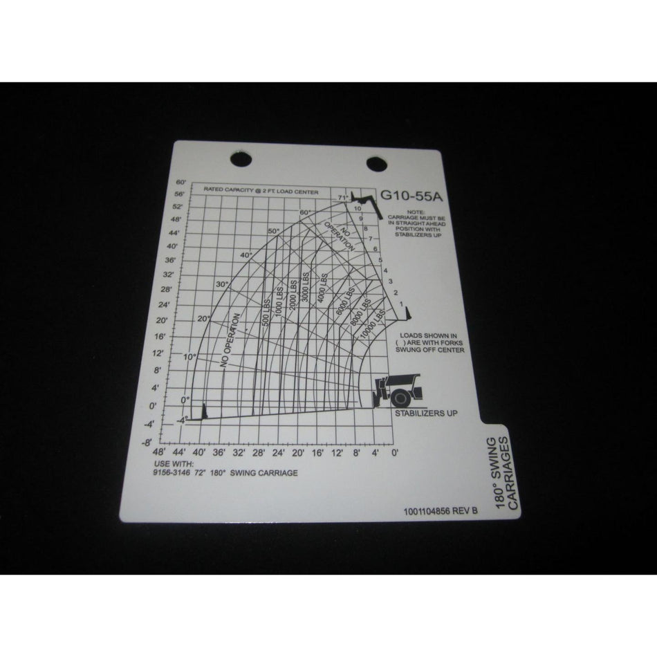 JLG Part # 1001104856 - LOAD. CHART - G10-55A