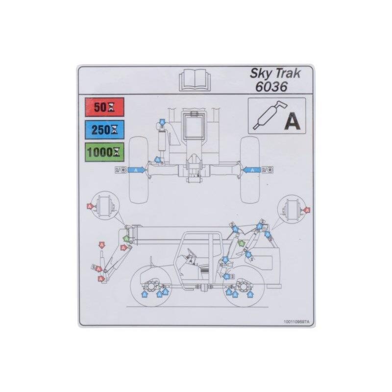JLG Part # 1001109597 - DECAL. LUBRICATION CHART 6036