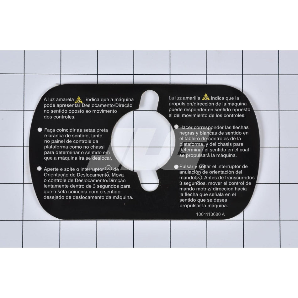 JLG Part # 1001113680 - DECAL. DRIVE/STEER INST.