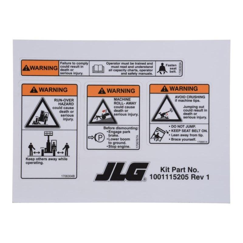 JLG Part # 1001115205 - DECAL. KIT. RIGHT SIDE DASH