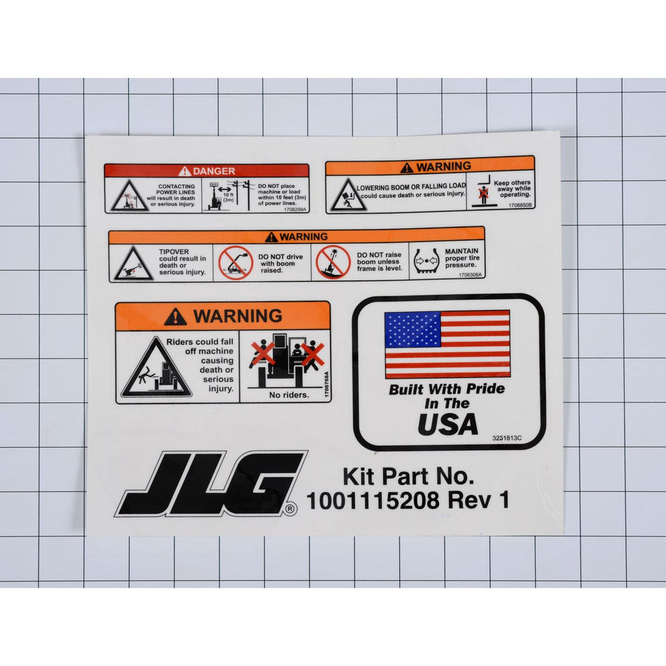 JLG Part # 1001115208 - DECAL. KIT. CAB. ANSI