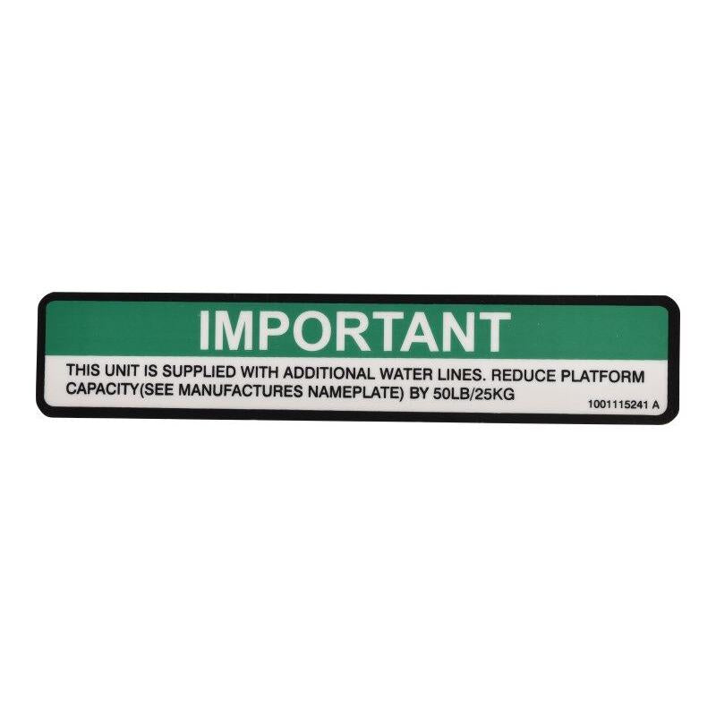 JLG Part # 1001115241 - DECAL. WATER LINE CAP REDUCTION
