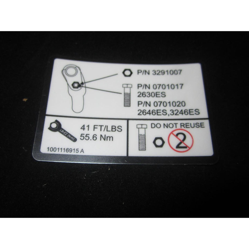 JLG Part # 1001116915 - DECAL. RETENTION HARDWARE