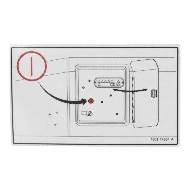 JLG Part # 1001117307 - DECAL. EMERGENCY STOP