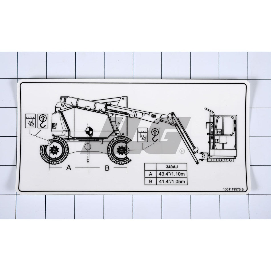 JLG Part # 1001119576 - DECAL. LIFT DIAGRAM 340AJ