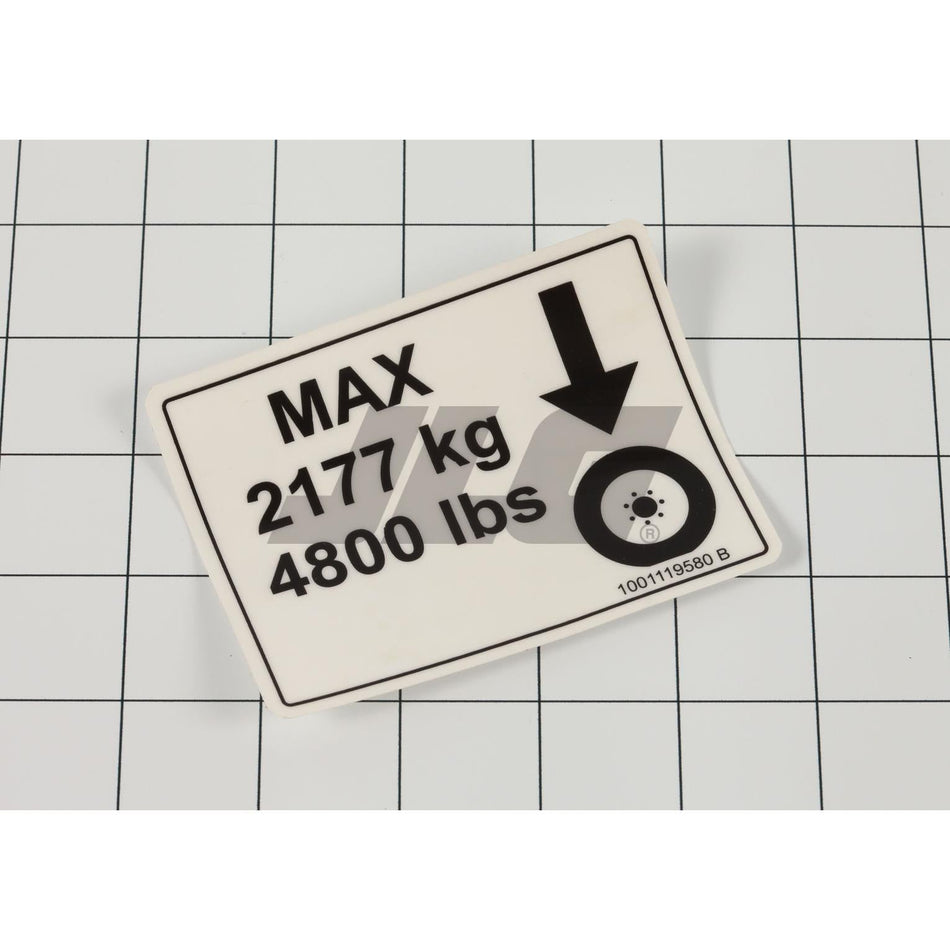 JLG Part # 1001119580 - DECAL. WHEEL LOAD