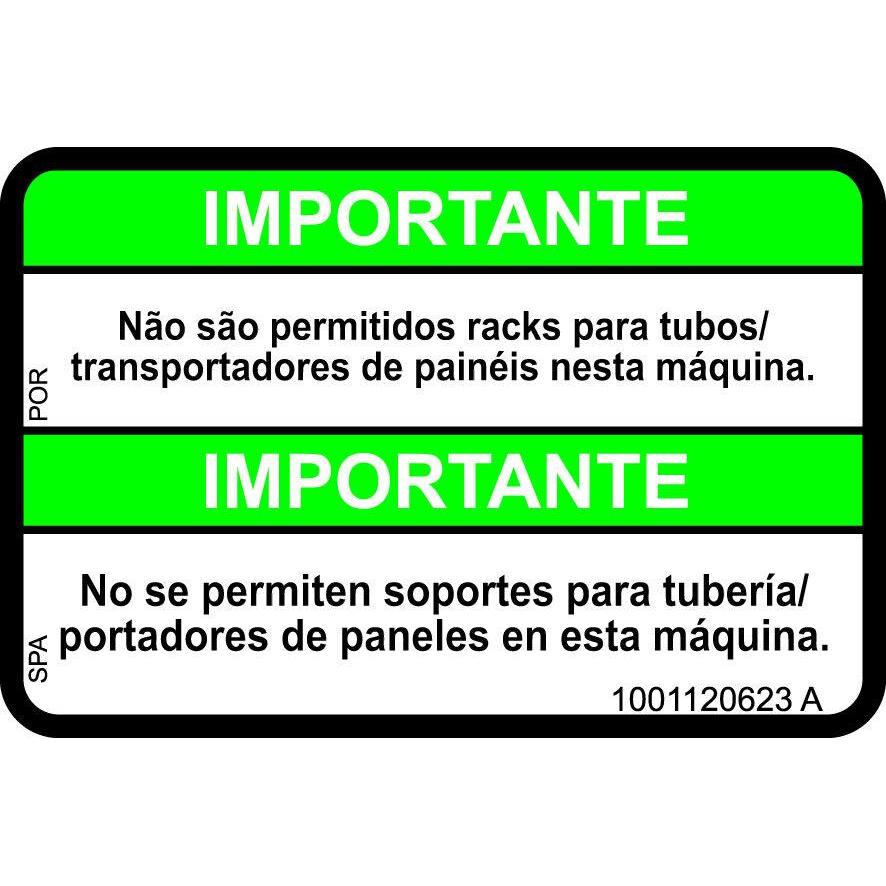 JLG Part # 1001120623 - DECAL. NO PIPE RACKS ALLOWED