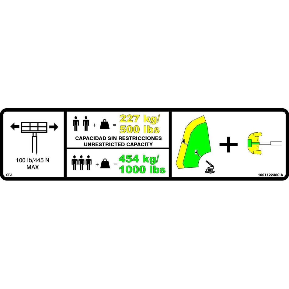 JLG Part # 1001122380 - DECAL. WARNING DUAL CAP.