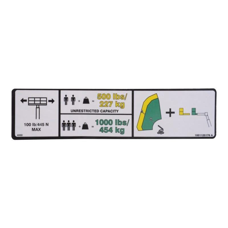 JLG Part # 1001125176 - DECAL. DUAL CAPACITY (ANSI)