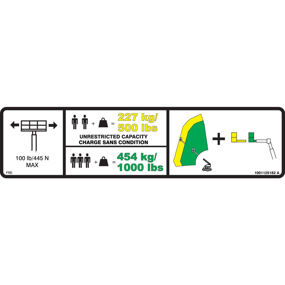 JLG Part # 1001125182 - DECAL. DUAL CAP. (FRE. ENG)