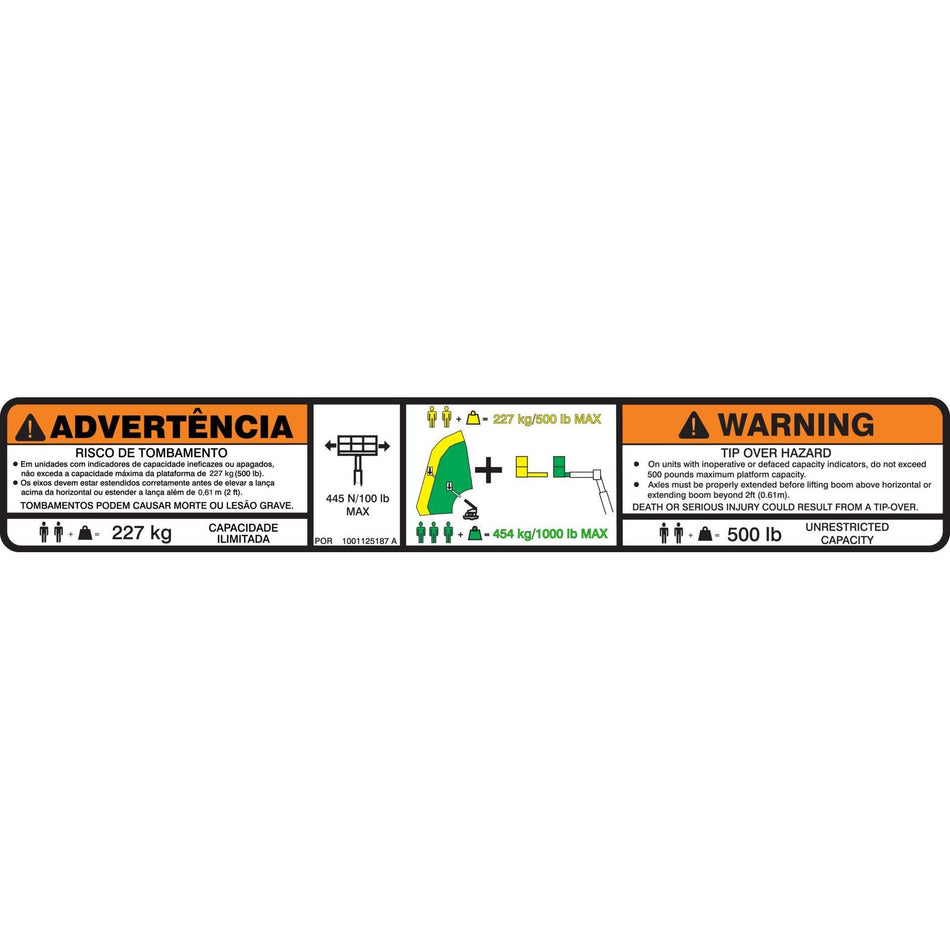 JLG Part # 1001125187 - DECAL. DUAL CAP. (POR. ENG) (PLF)