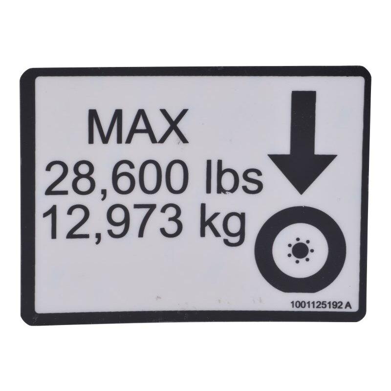JLG Part # 1001125192 - DECAL. MAX TIRE LOAD