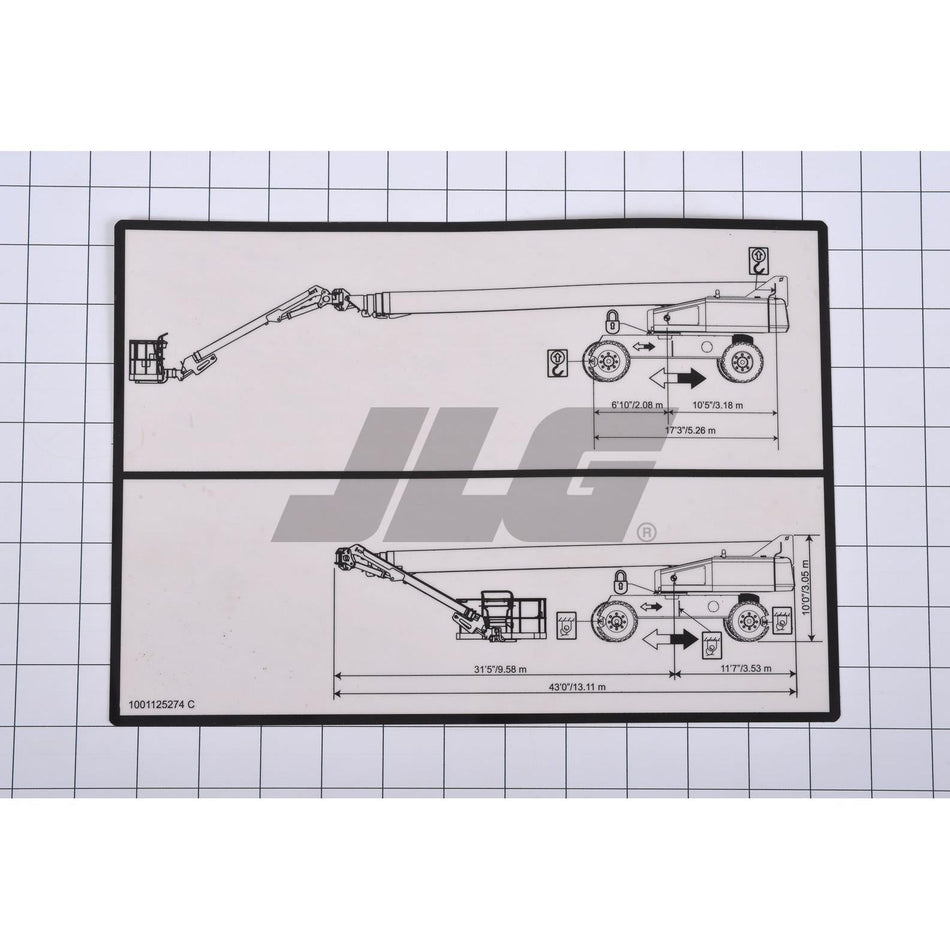 JLG Part # 1001125274 - DECAL. LIFT DIAGRAM 1500SJ