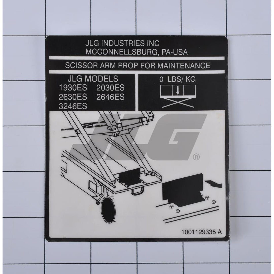 JLG Part # 1001129335 - DECAL. ES SERVICE PROP