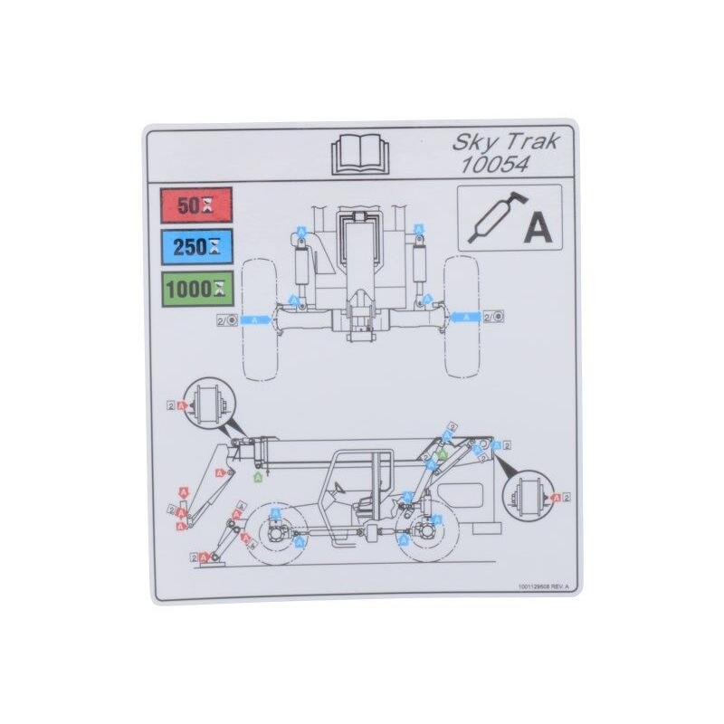 JLG Part # 1001129508 - DECAL. LUBRICATION CHART 10054