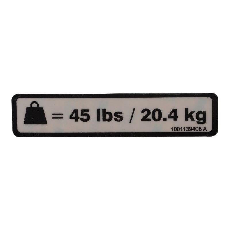 JLG Part # 1001139408 - DECAL. FIRE EXTINGUISHER WEIGHT