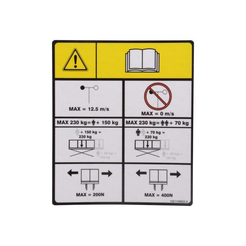 JLG Part # 1001146902 - DECAL. CAPACITY