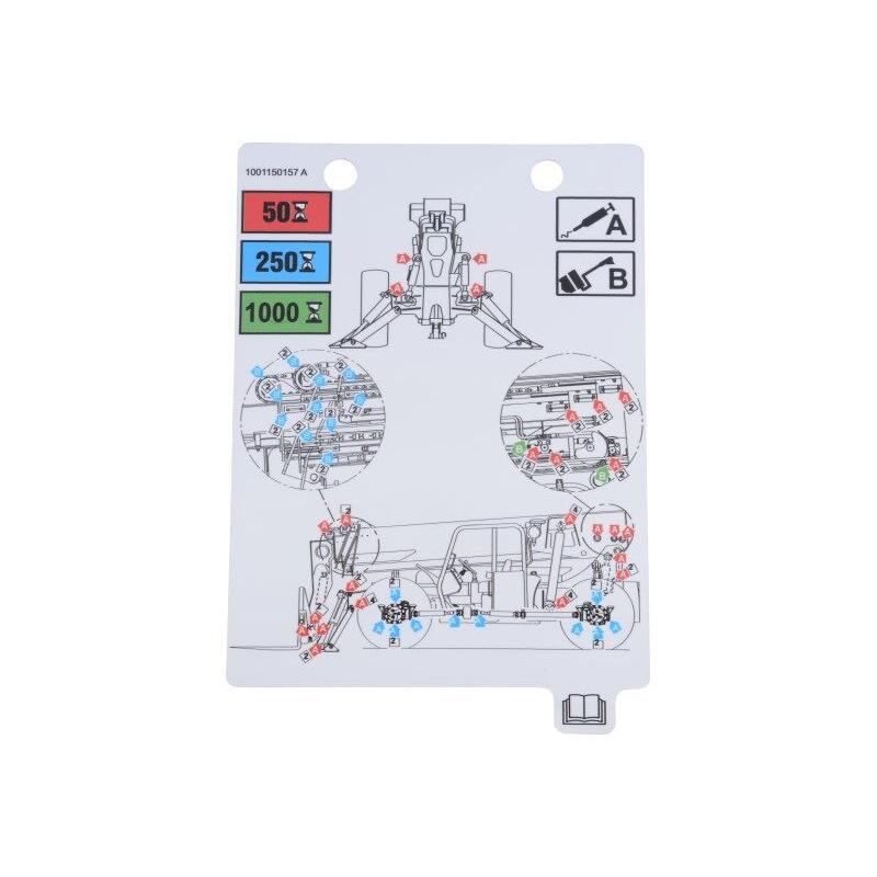 JLG Part # 1001150157 - DECAL. LUBRICATION CHART