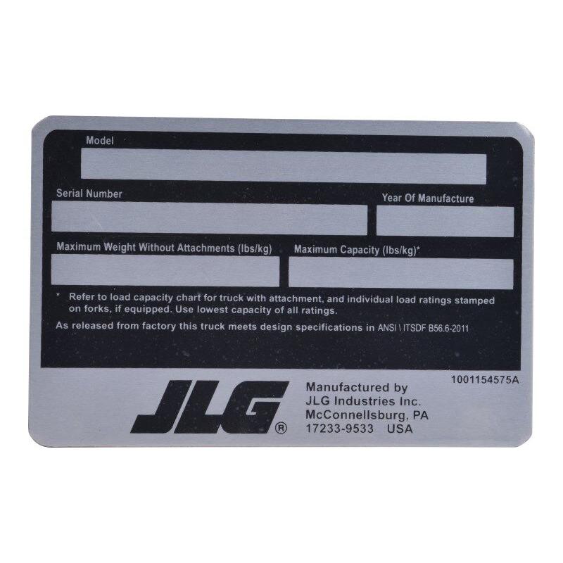 JLG Part # 1001154575 - DECAL. NAMEPLATE