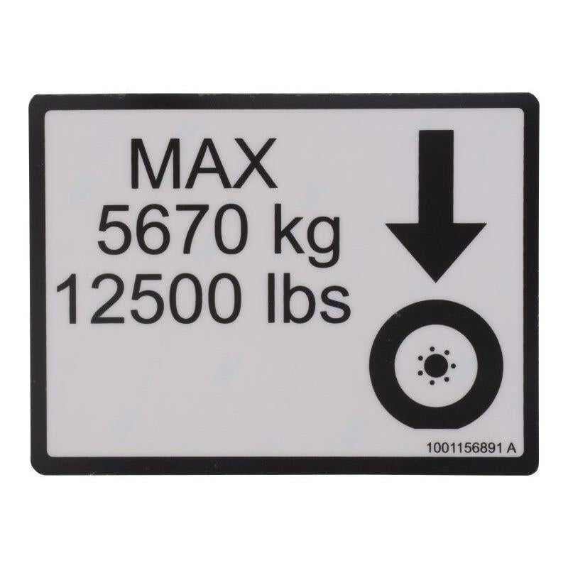 JLG Part # 1001156891 - DECAL. MAX TIRE LOAD