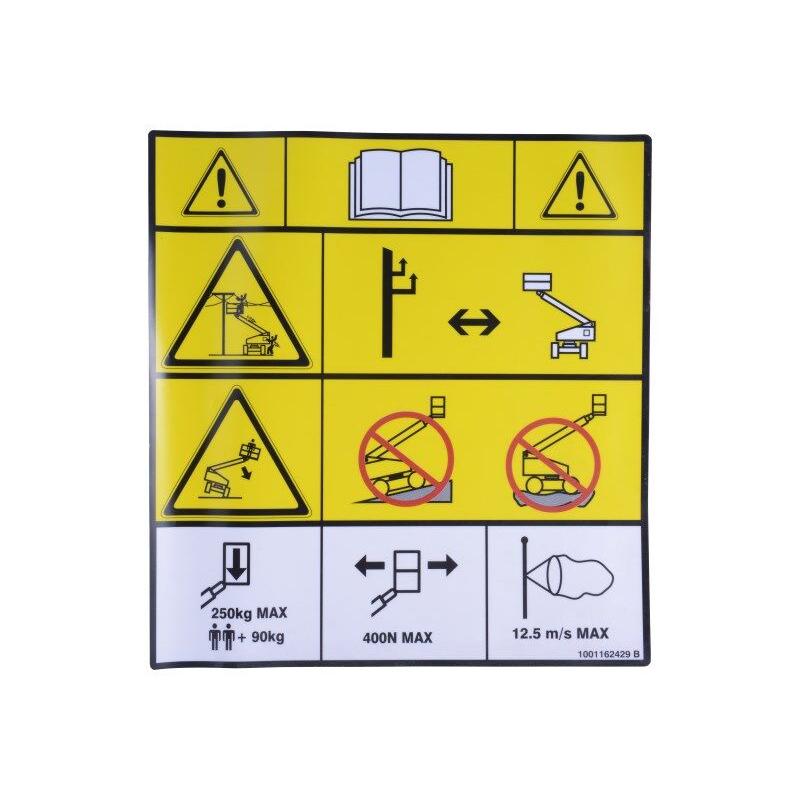 JLG Part # 1001162429 - DECAL. TIPPING/ELECT PLF