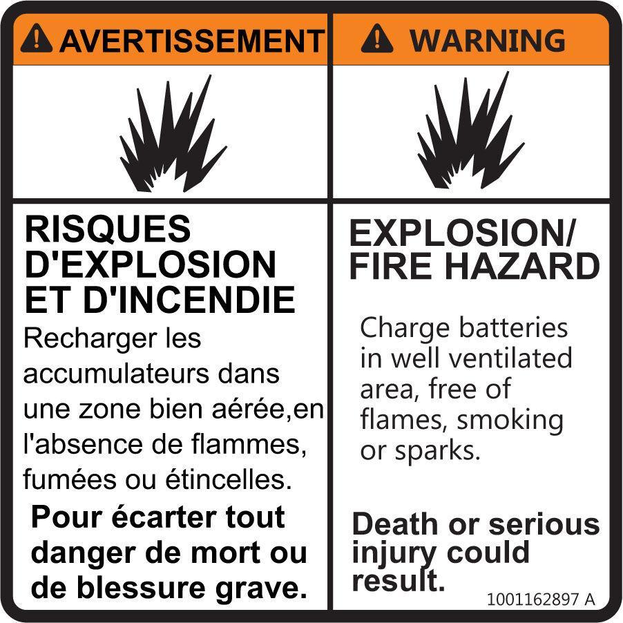 JLG Part # 1001162897 - DECAL. EXPLOSION HAZARD