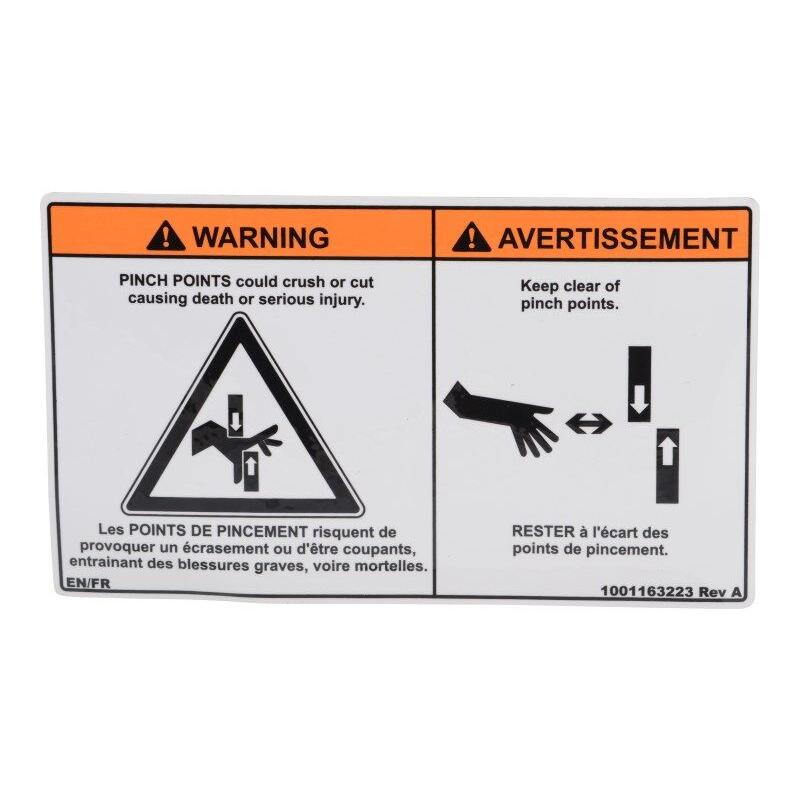 JLG Part # 1001163223 - DECAL. PINCH POINT (CAN)