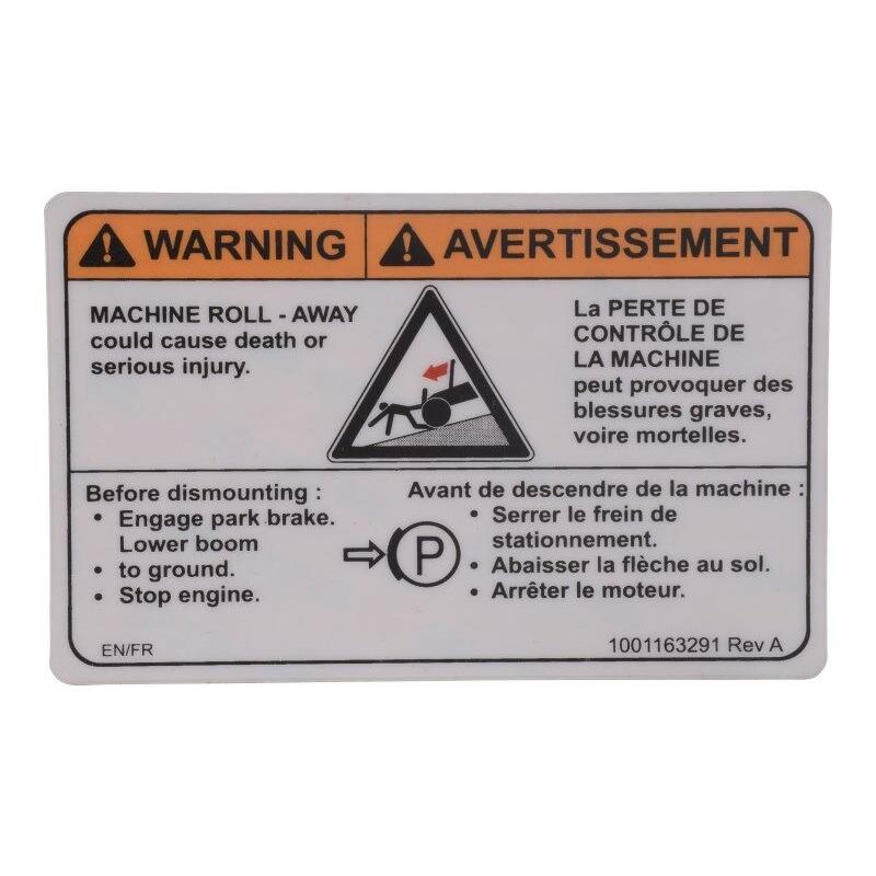 JLG Part # 1001163291 - DECAL. WARNING MACHINE ROLL