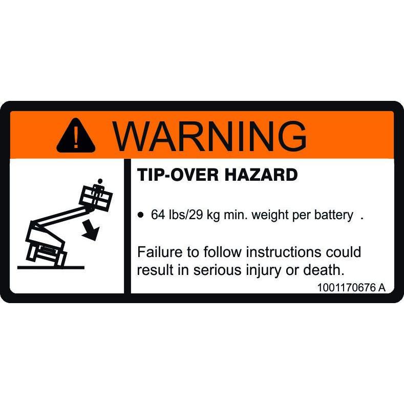 JLG Part # 1001170676 - DECAL. TIP-OVER