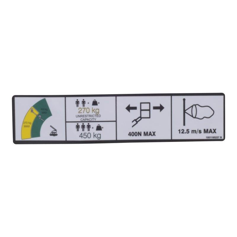 JLG Part # 1001185237 - DECAL. DUAL CAP (CE)