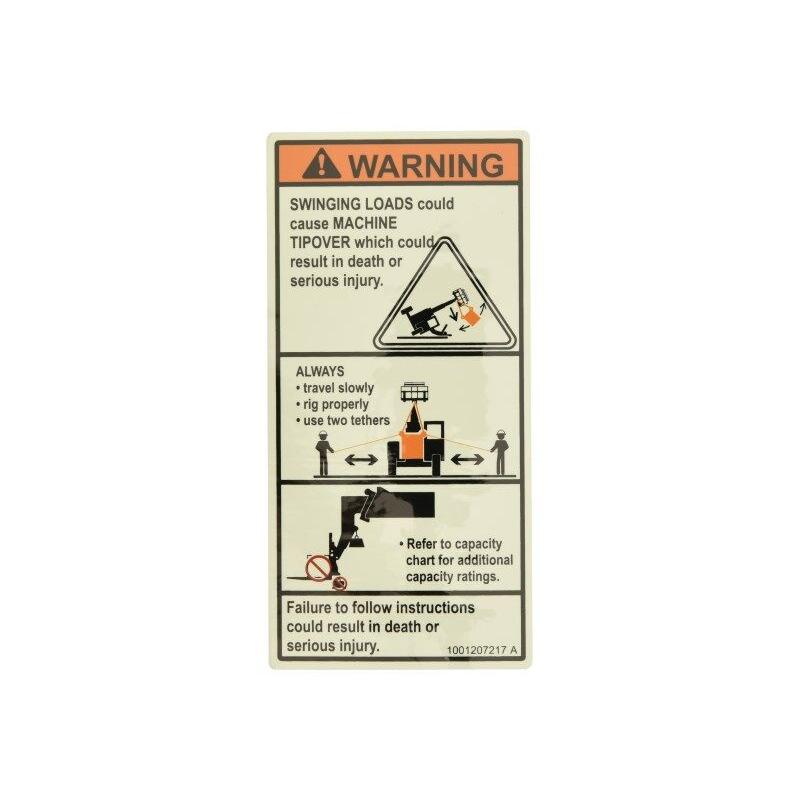 JLG Part # 1001207217 - DECAL. DANGER SWINGING LOADS