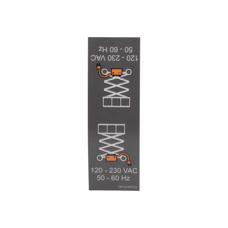 JLG Part # 1001215870 - DECAL. CHARGER INPUT VOLTAGE
