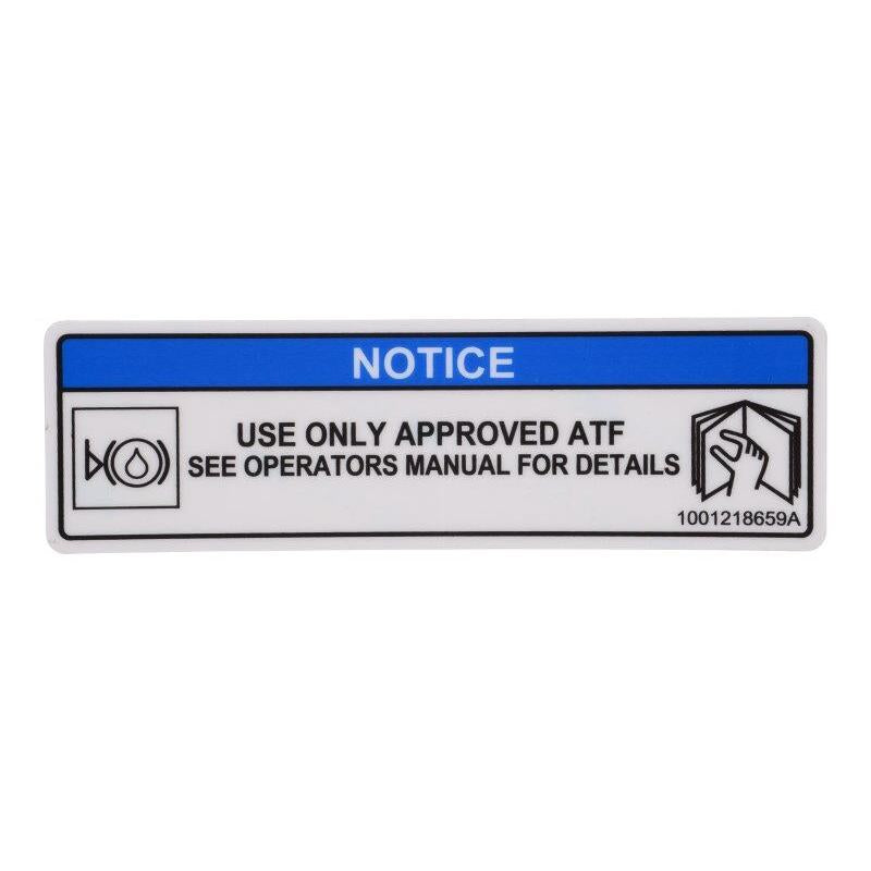 JLG Part # 1001218659 - DECAL. BRAKE FLUID SPEC NA