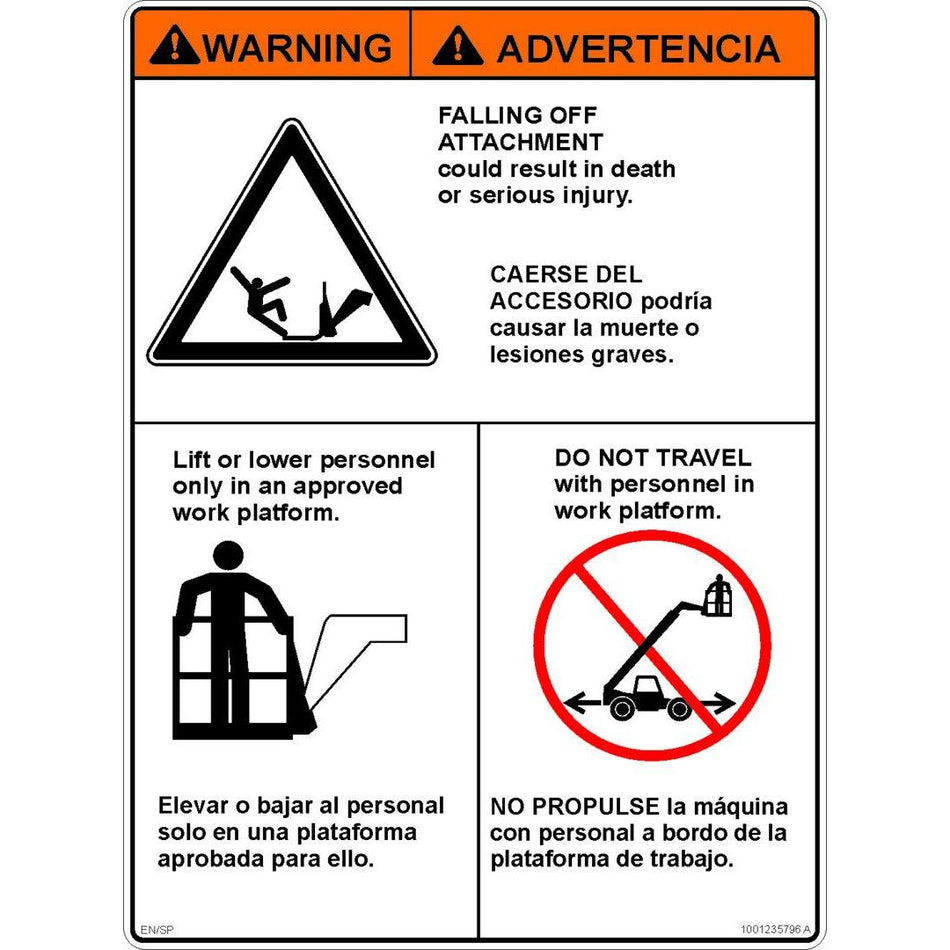 JLG Part # 1001235796 - DECAL. CARRY PERSONNEL (SPAN)