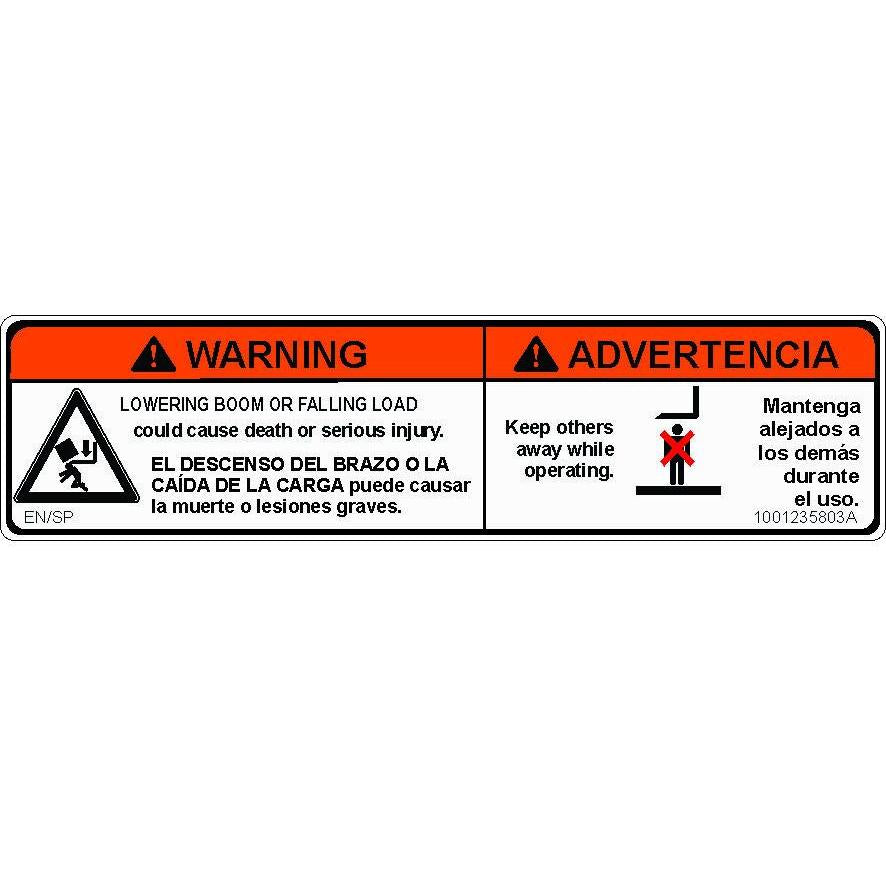 JLG Part # 1001235803 - DECAL. WARNING CRUSHING HAZARD