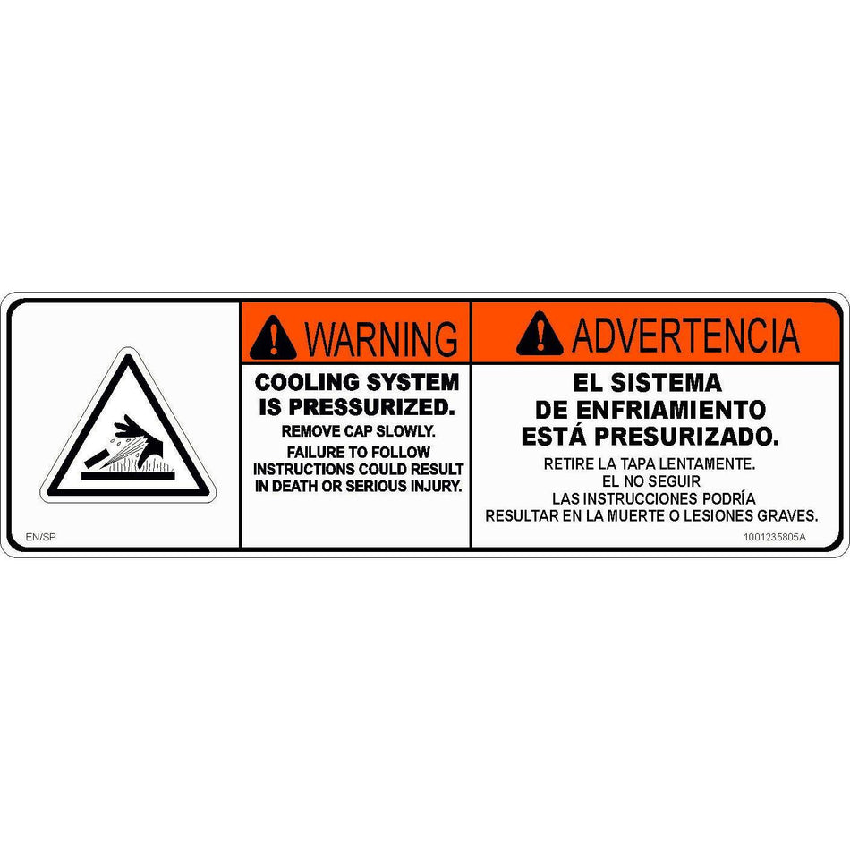 JLG Part # 1001235805 - DECAL. WARNING HOT FLUID (SPAN)