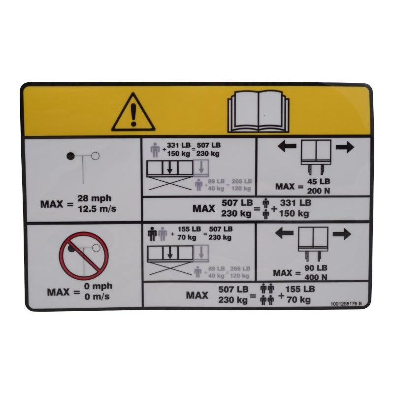 JLG Part # 1001256176 - DECAL. CAPCITY INDOOR/OUTDOOR